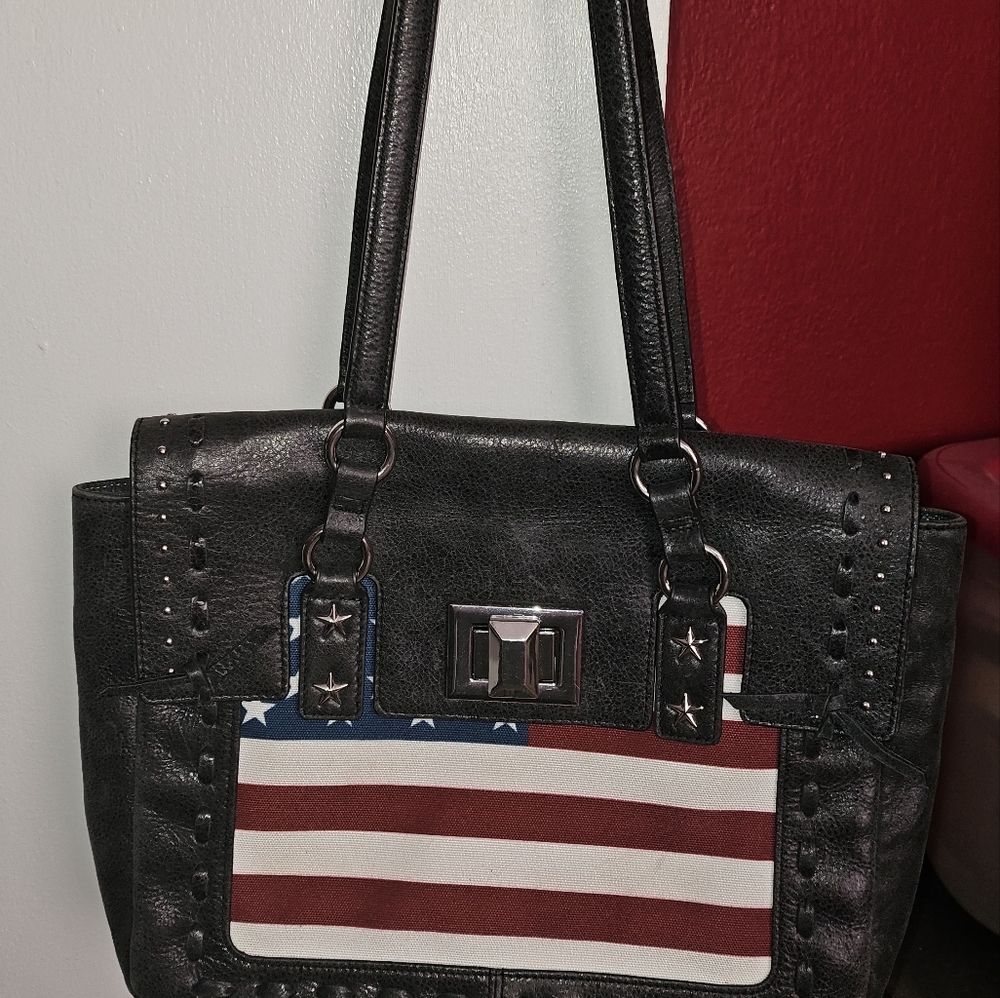Leather american flag purse
